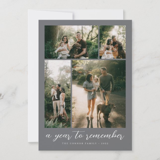 Tarjeta Festiva A Year to Remember Photo Collage (Anverso)