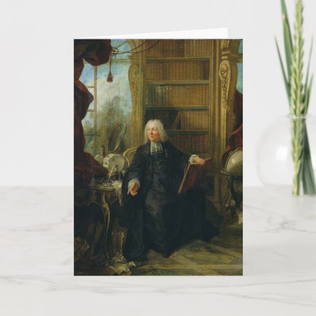 Tarjeta Festiva Abad Nollet en su estudio, en castillo francés (Anverso)