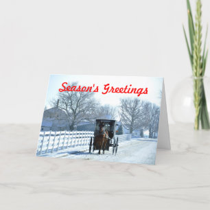 Tarjeta Festiva Abajo de un carril Nevado en el país de Amish