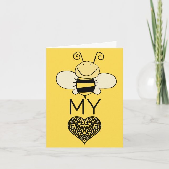 Tarjeta Festiva Abeja linda mi San Valentín (Anverso)