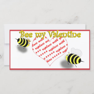 Tarjeta Festiva Abejas de Dibujos Animados "Sé Mi San Valentín" Ma