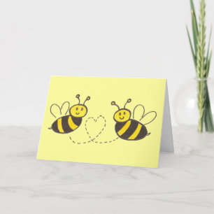 Tarjeta Festiva Abejas de miel con corazón ¡Feliz Día de San Valen
