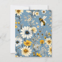 Tarjeta Festiva Abejas de miel y flores