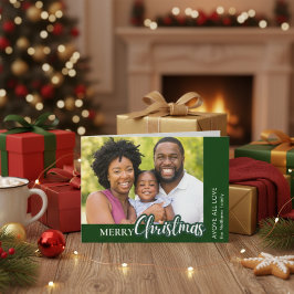 Tarjeta Festiva Above All Love Modern Plaid Photo Christmas