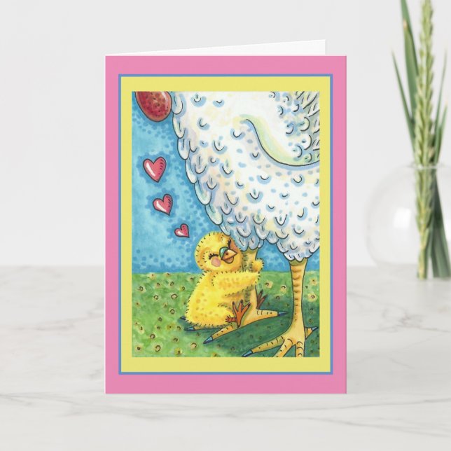TARJETA FESTIVA ABRAZA A TU MOMMA, CUTE CHICK AMA A LA MADRE HASTA (Anverso)