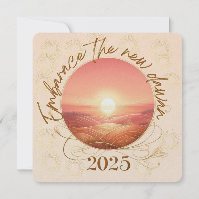 Tarjeta Festiva Abraza el Nuevo Amanecer 2025 (Anverso)