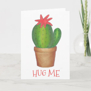 Tarjeta Festiva Abrazo De Mí Muy Suculento Cactus Potted Plant Fun