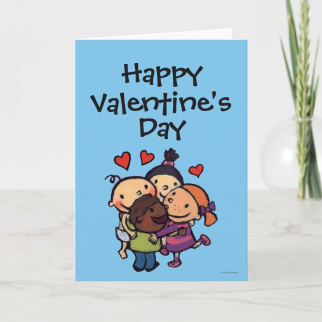 Tarjeta Festiva Abrazo del grupo de Leslie Patricelli con los (Anverso)