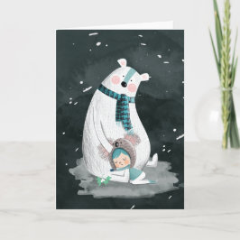 Tarjeta Festiva Abrazo del oso polar