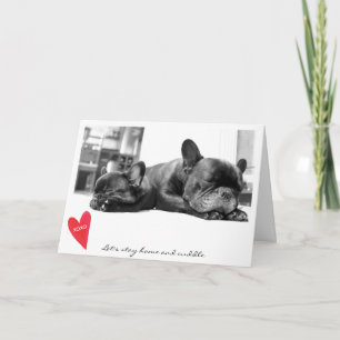 Tarjeta Festiva Abrazo linda de la foto del bulldog francés del el