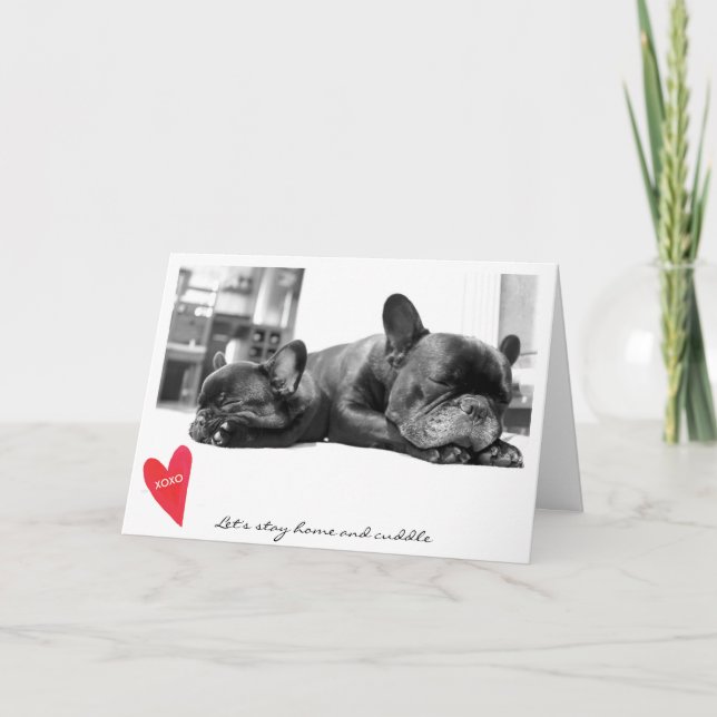 Tarjeta Festiva Abrazo linda de la foto del bulldog francés del el (Anverso)