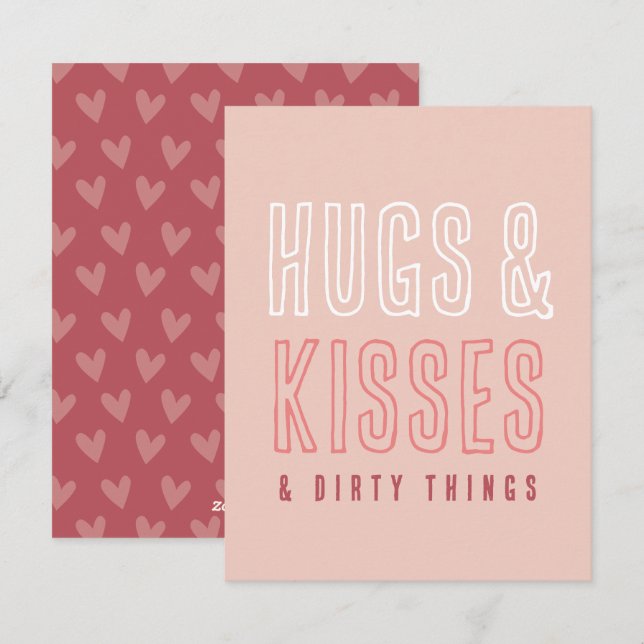 Tarjeta Festiva Abrazos, besos y cosas sucias Divertidas San Valen (Anverso / Reverso)