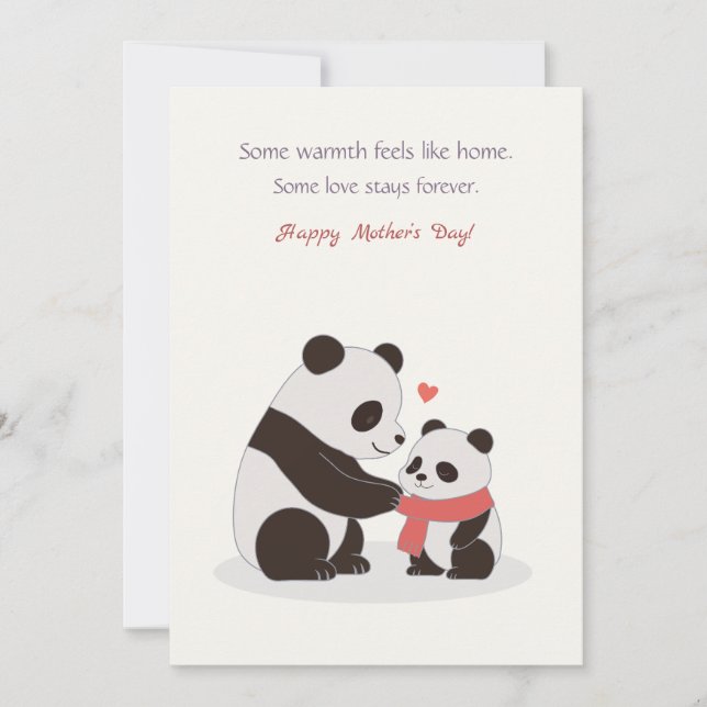 Tarjeta Festiva Abrazos Cálidos, Amor de Panda (Anverso)
