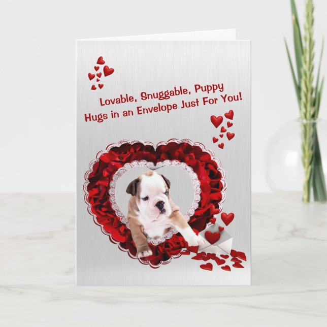 Tarjeta Festiva Abrazos de cachorro asquerosos de bulldog (Anverso)
