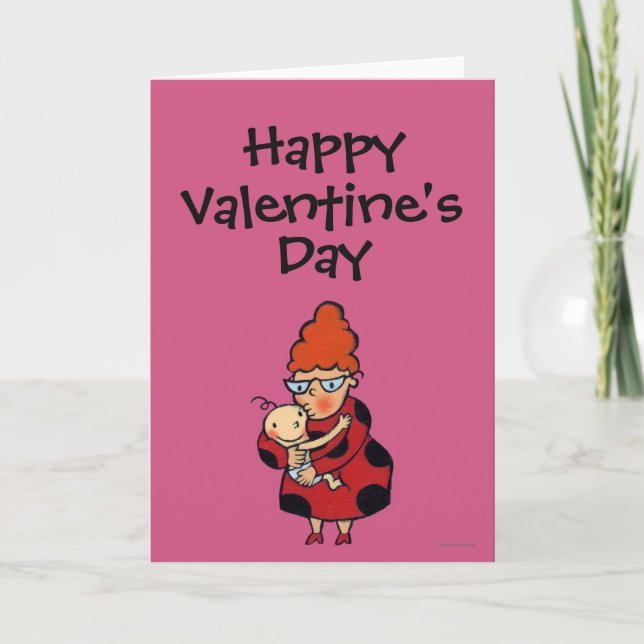 Tarjeta Festiva Abrazos grandes del hola de la tía en rojo (Anverso)