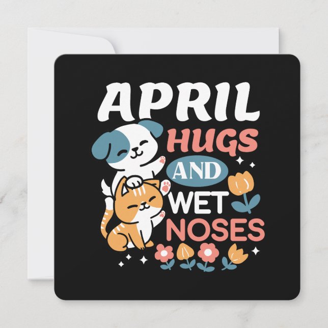 Tarjeta Festiva Abrazos, narices húmedas y vibraciones de primaver (Anverso)