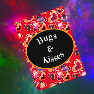 Tarjeta Festiva Abrazos y Besos Caramelos con Doble Corazón Bonito
