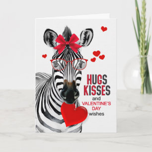 Tarjeta Festiva Abrazos y Besos de Cebra Día de San Valentín