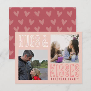 Tarjeta Festiva Abrazos y Besos de Rosa Sonrosado 2 Foto de Famili