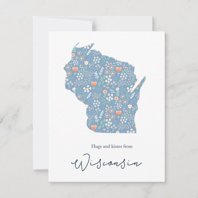 Tarjeta Festiva Abrazos y besos de Wisconsin (Anverso)
