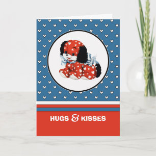 Tarjeta Festiva Abrazos y besos. El día de San Valentín Vintage Pu