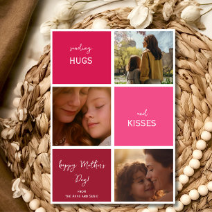 Tarjeta Festiva Abrazos y besos tres fotos Día de la Madre