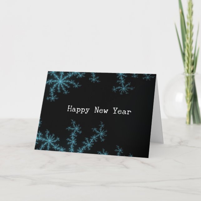 Tarjeta Festiva Abstacto Blue Snowflake, Feliz Año Nuevo (Anverso)