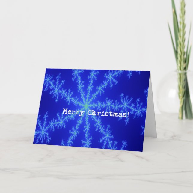 Tarjeta Festiva Abstacto Blue Snowflake, ¡Feliz Navidad! (Anverso)
