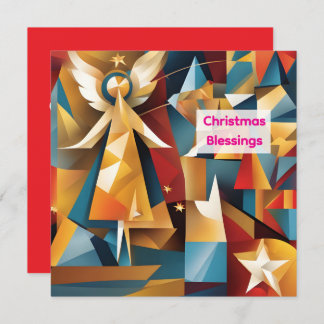 Tarjeta Festiva Abstract Christmas Holiday Angel Card