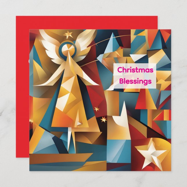 Tarjeta Festiva Abstract Christmas Holiday Angel Card (Anverso / Reverso)