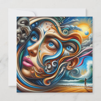 Tarjeta Festiva Abstract Dreamscape Ocean Serenity & Cosmic Wonder