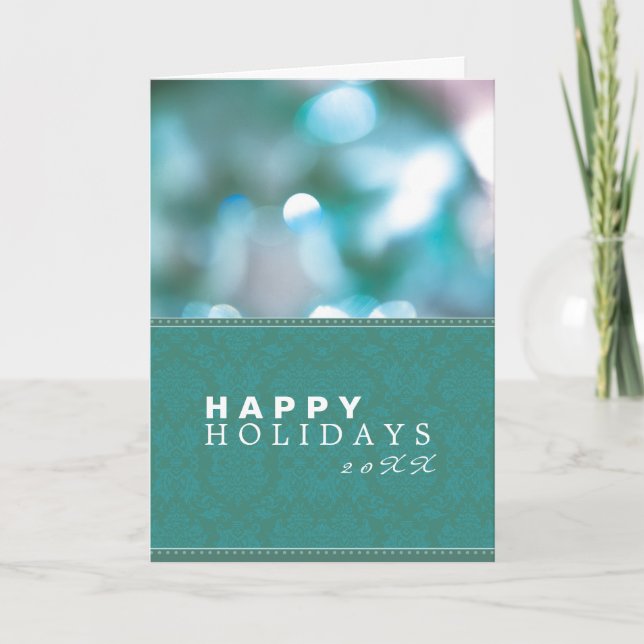 Tarjeta Festiva Abstract Lights Damask Holiday (Anverso)