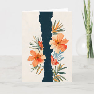 Tarjeta Festiva Abstract Naranja Flowers