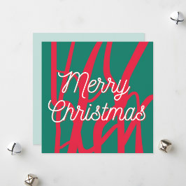 Tarjeta Festiva Abstract Red Green Personalized Merry Christmas