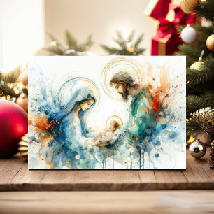 Tarjeta Festiva Abstracto de acuarela Familia Santa