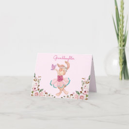 Tarjeta Festiva Abuela Bunny Ballerina Pink Girly Floral