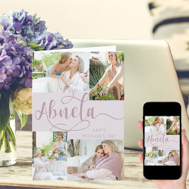 Tarjeta Festiva Abuela Día de la Madre 4 Collage de fotos Rosa