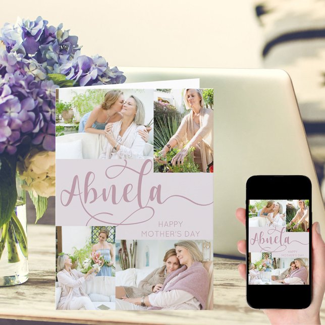 Tarjeta Festiva Abuela Día de la Madre 4 Collage de fotos Rosa (Subido por el creador)