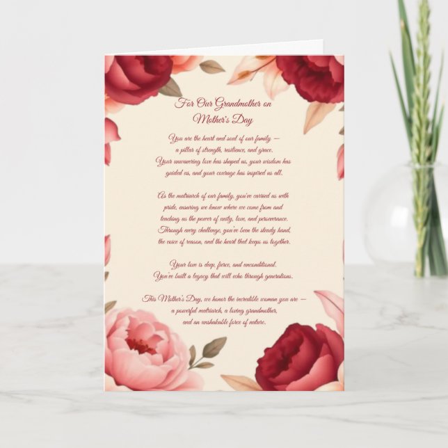 Tarjeta Festiva Abuela el Día de la Madre (Anverso)