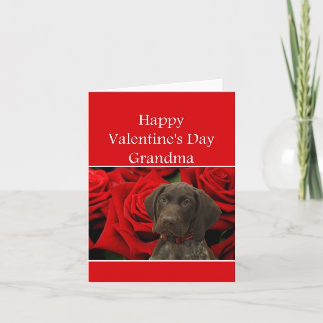 Tarjeta Festiva Abuela Glossy Grizzly Valentine Puppy Love (Anverso)