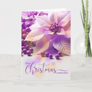 Tarjeta Festiva Abuela Navidades Lavender Purple Poinsetta