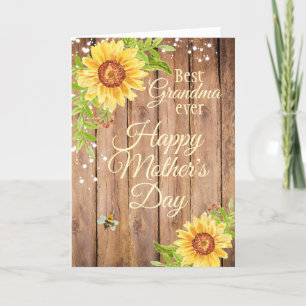 Tarjeta Festiva Abuela Rusa Día de la Madre Floral Sunflower