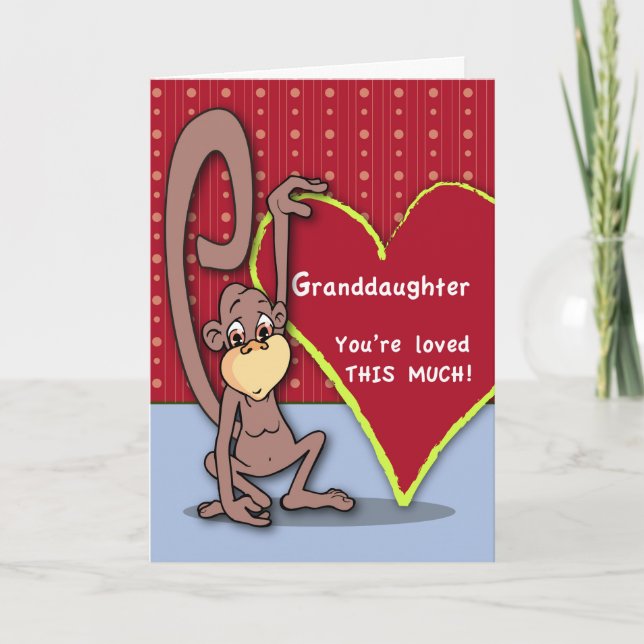 Tarjeta Festiva Abuela Valentine Cute Monkey (Anverso)