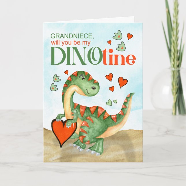 Tarjeta Festiva Abuela Valentine T-Rex Dinosaur DINO (Anverso)