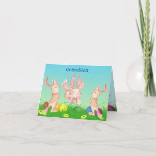 Tarjeta Festiva Abuelitos de Pascua Jugando a la acuarela moderna