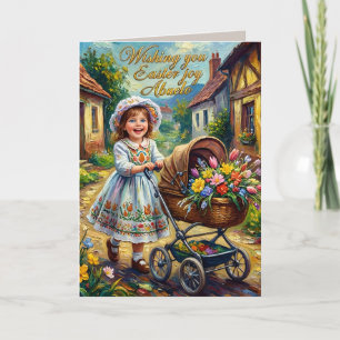 Tarjeta Festiva ABUELO ~ ARTE VINTAGE DE PASCUA ~ Niño dulce ~