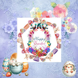 Tarjeta Festiva Abuelo Feliz Pascua Huevo conejito marco pájaros f