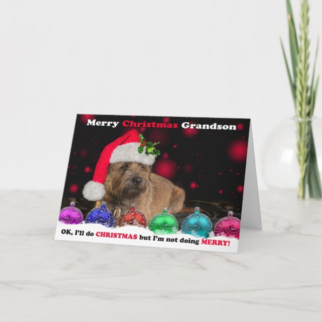 Tarjeta Festiva Abuelo Grumpy Perro del Territorio Fronterizo En S (Anverso)