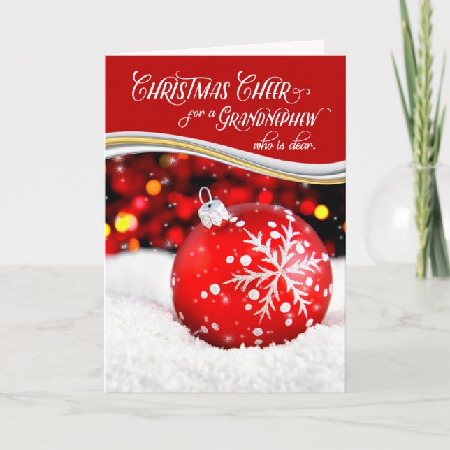 Tarjeta Festiva Abuelo Navidades saludan el ornamento rojo (Anverso)
