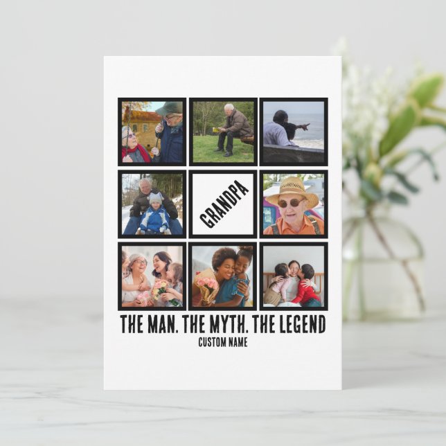 Tarjeta Festiva Abuelo personalizado el hombre mito leyenda 8 Foto (Anverso de pie)
